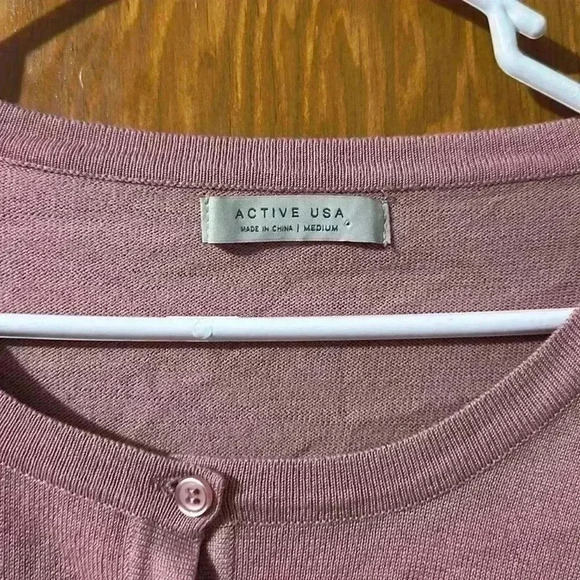 2/$15Active USA, pink cardigan, size medium. - Picture 3 of 6